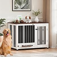 Vista 9 de Mueble de jaula para perros con divisor extraíble y 4 cajones de almacenamiento - Caseta de perro grande de madera de 71" mesa auxiliar