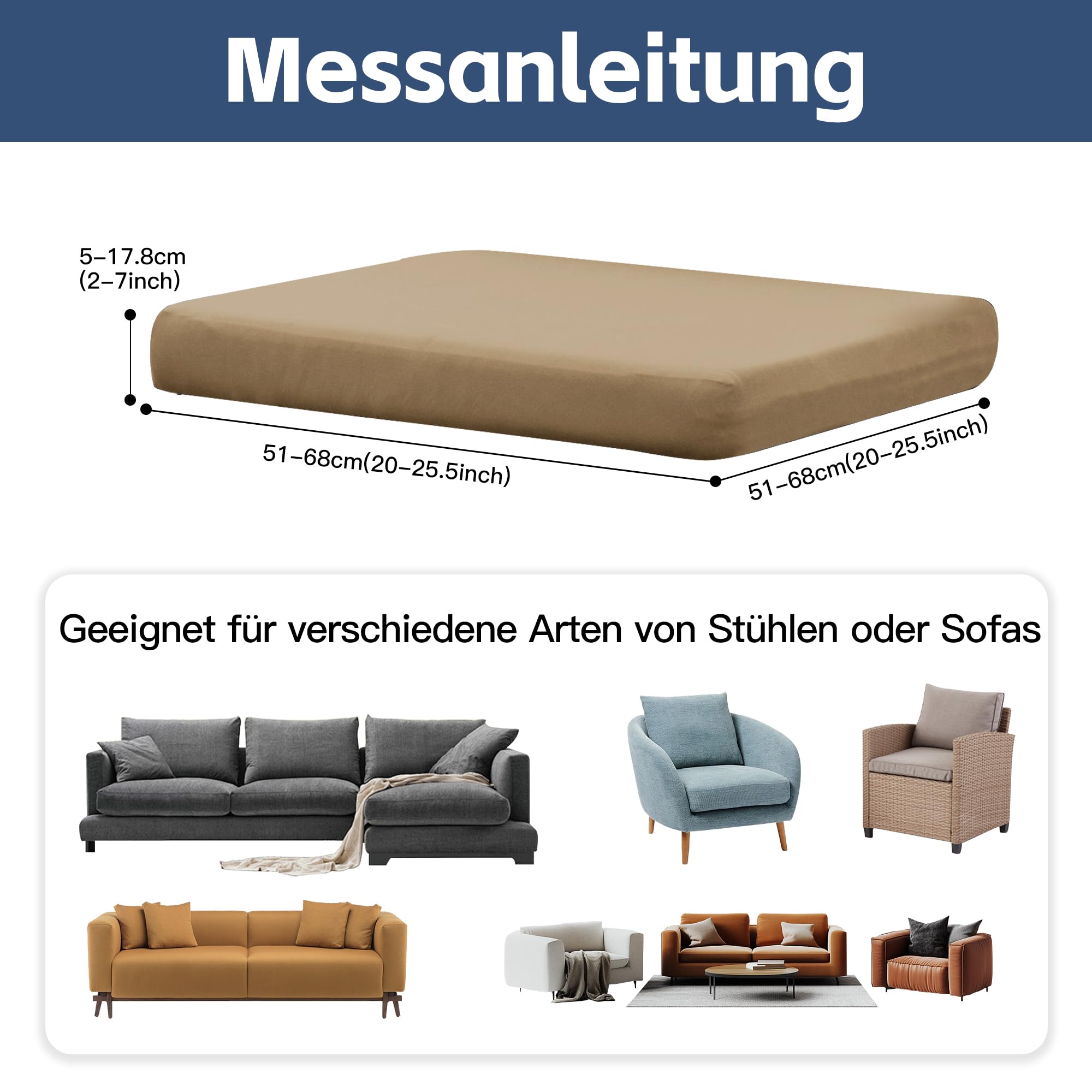 Patio-Kissenbezüge | Outdoor-Sofabezüge | Stretch-Sofakissenbezüge | Sofabezüge | Abnehmbar und maschinenwaschbar. (8, Khaki)