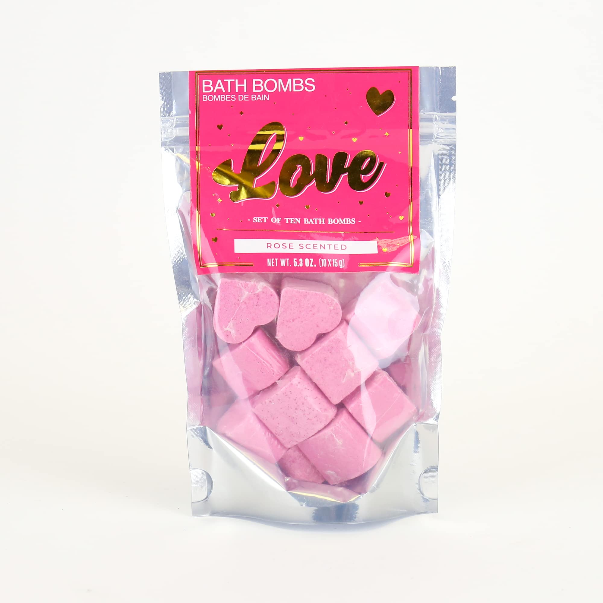Gift Republic Love Heart Bath Bombs - Rose Scented Mini Bath Bombs in Pink Heart Shapes - Scented Bath Time Gift Idea for Valentine's Day/Birthday/Anniversary - Gift for Her