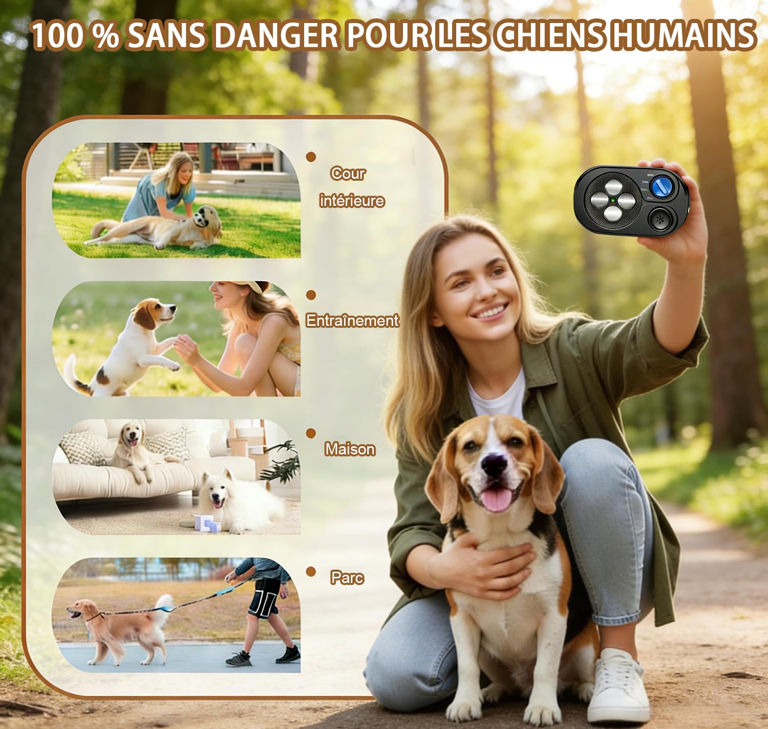2026 Anti Aboiement Chien Ultrason Puissant, Anti-Aboiement pour Chiens, Ultrason Chiens 3 Modes, Portée 23 m, Étanche IP65 Rechargeable, Sifflet Ultrasonique Chiens Intérieur/Extérieur