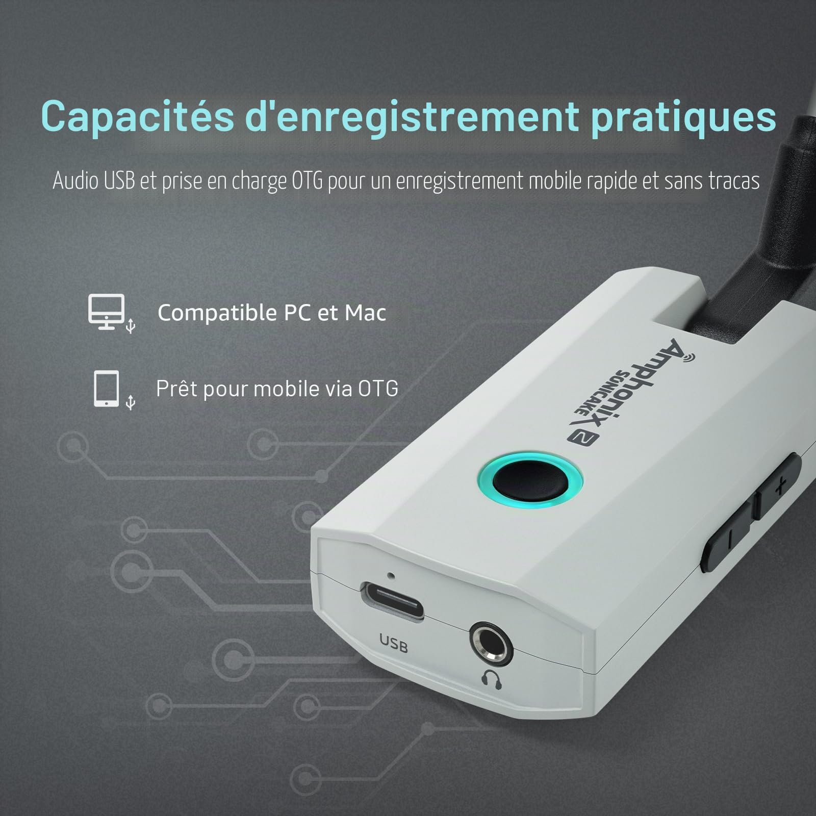 SONICAKE Amplificateur Casque Guitare 50 Préréglages Usine, 9 Modules d'Effets, BT, Contrôle par App, Enregistrement Audio USB Amphonix 2 QAP-50