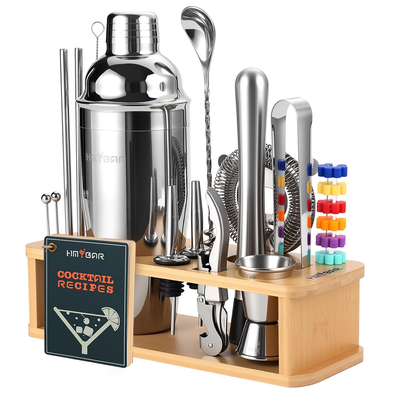 22-Piece Cocktail Shaker Set, Mixology Bartender Kit with 24oz Cobbler Shaker, Home Bar T…