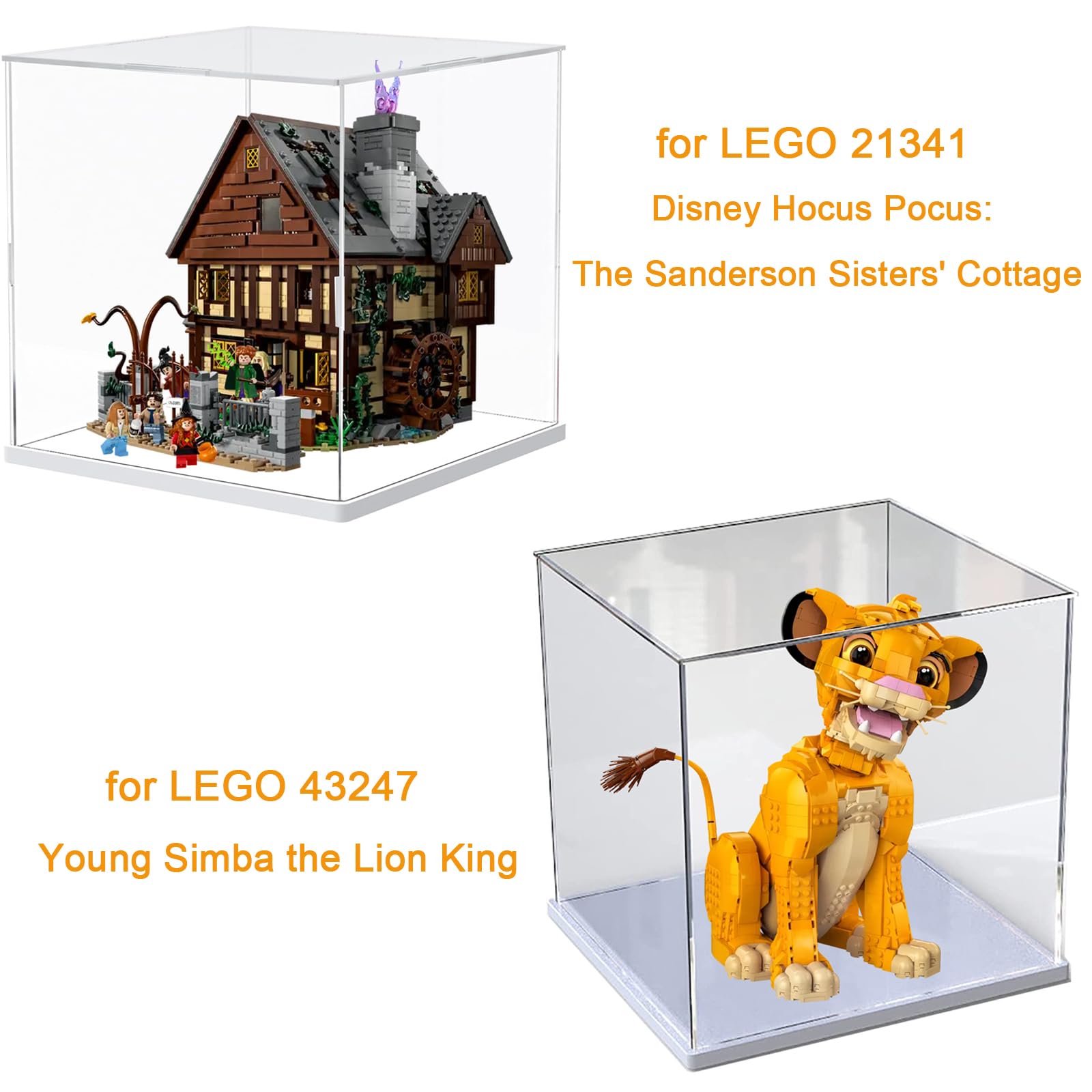ELEpure Transparent Acrylic Display Case for Collecting Lego Figurine Improved Display Box Dustproof Storage with Base for Basketball Football (White - Image 3