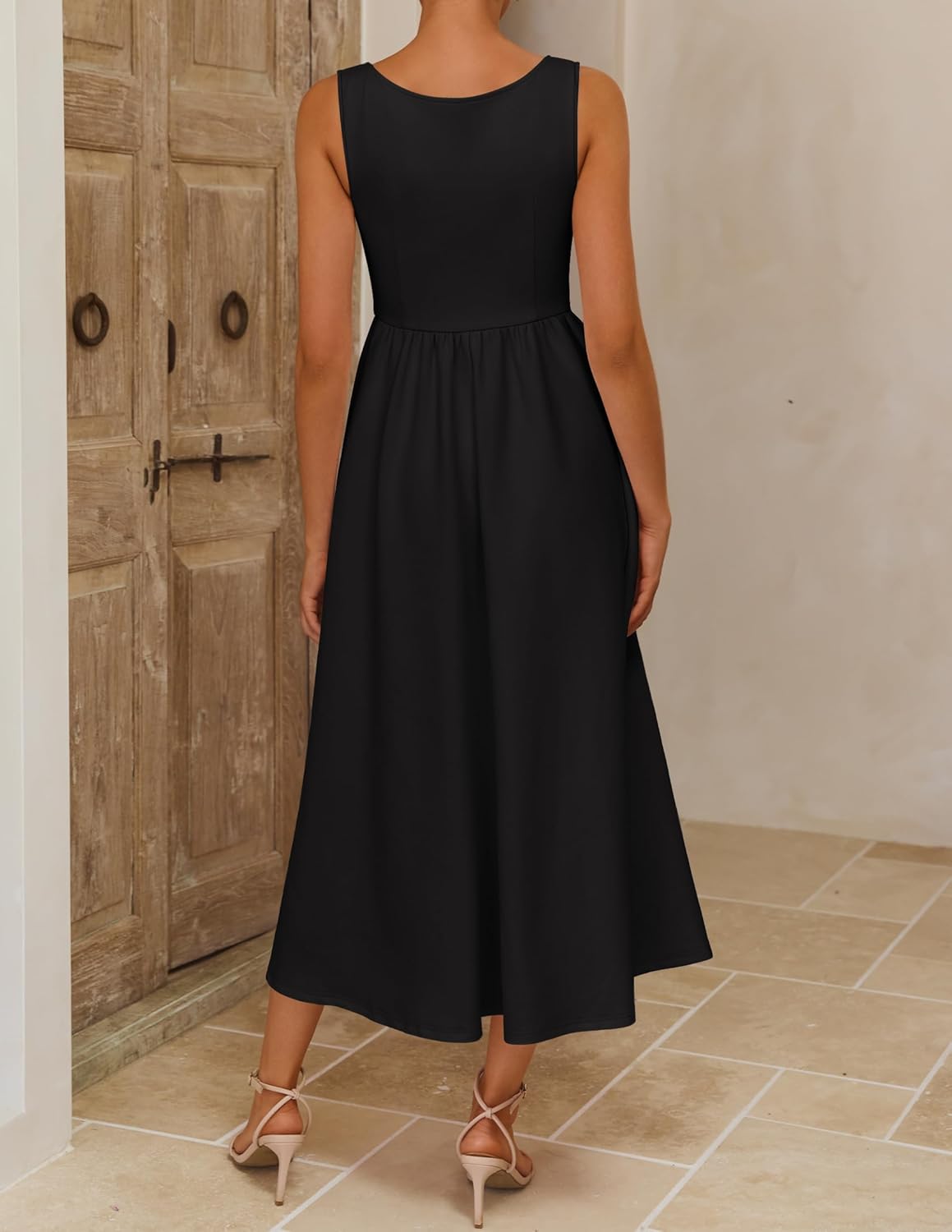 ZESICA Women's Summer Elegant Sleeveless Midi Dresses 2026 Wedding Guest Cocktail Party Crewnenck Flowy A Line Long Dress - Image 6