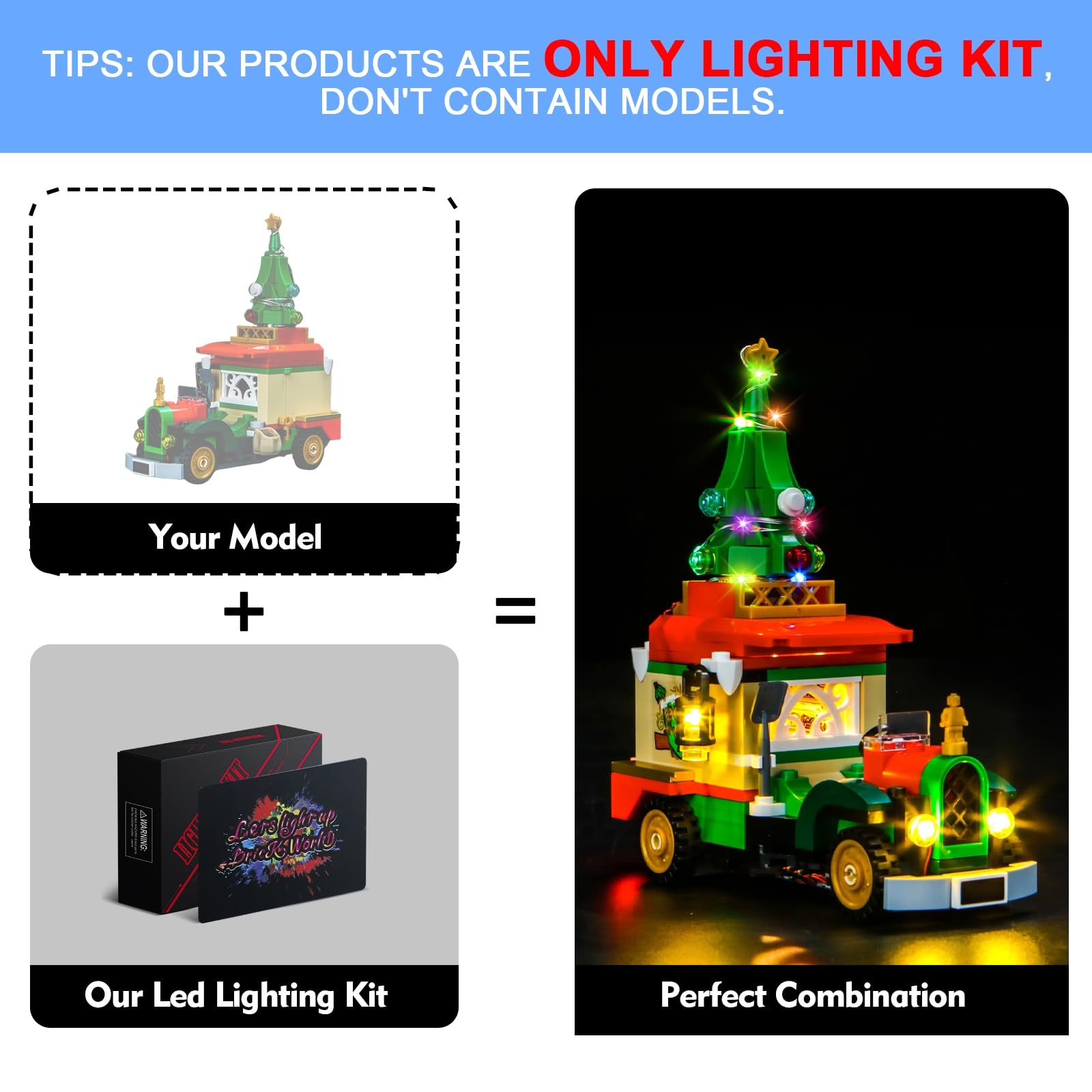 LocoLee Led Light Set Compatible with Lego Santa's Delivery Truck Led Decoration Lighting Kit Compatible with 40746 Building Blocks Model,Only Lights Set,No Model - Image 3