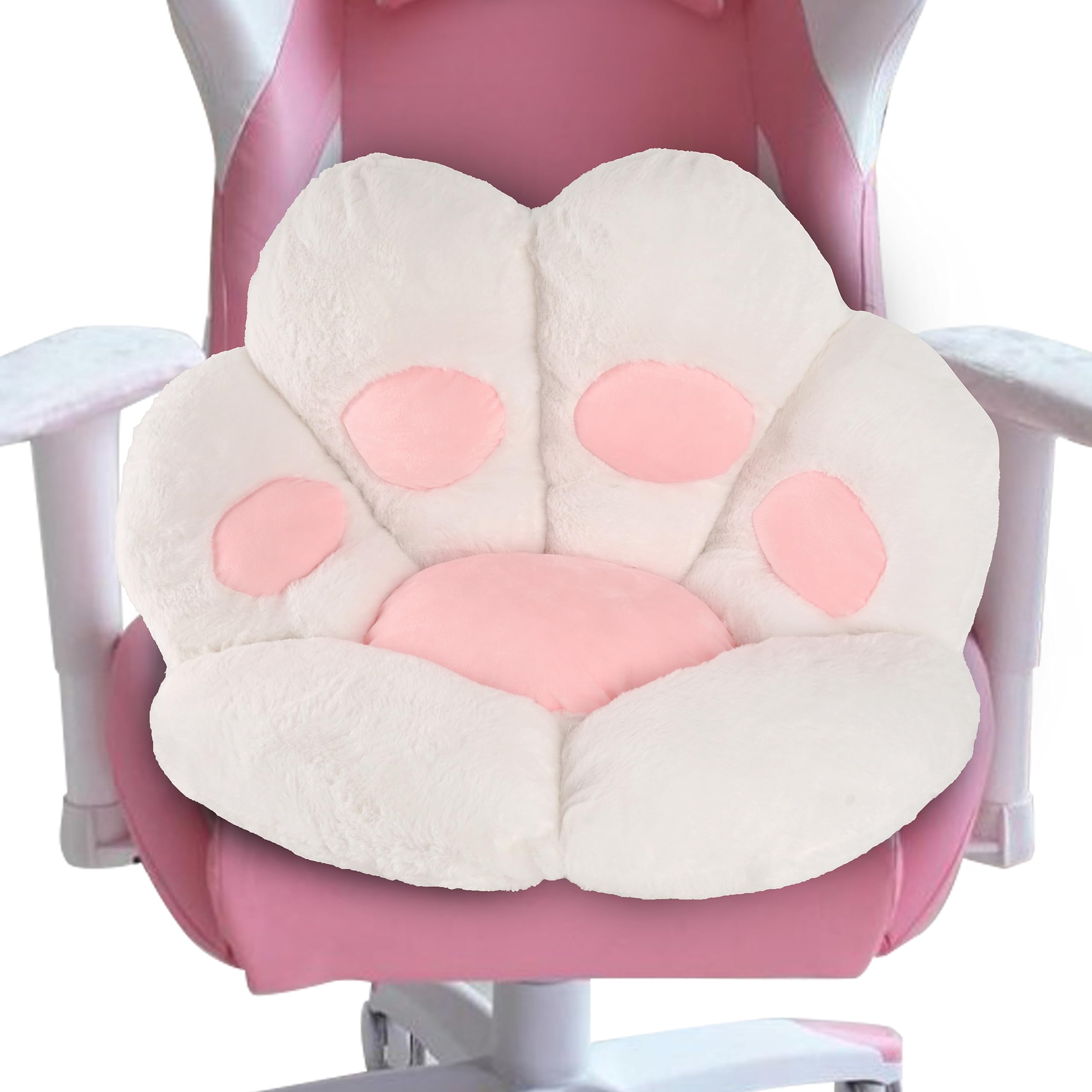 FlyGulls Cat Paw Cushion Kawaii Cat Pillow for Computer Gaming Chair Comfy Cat Paw Seat Cushion for Office Chairs Cute Cat Plush Pillow for Room Decor (White
