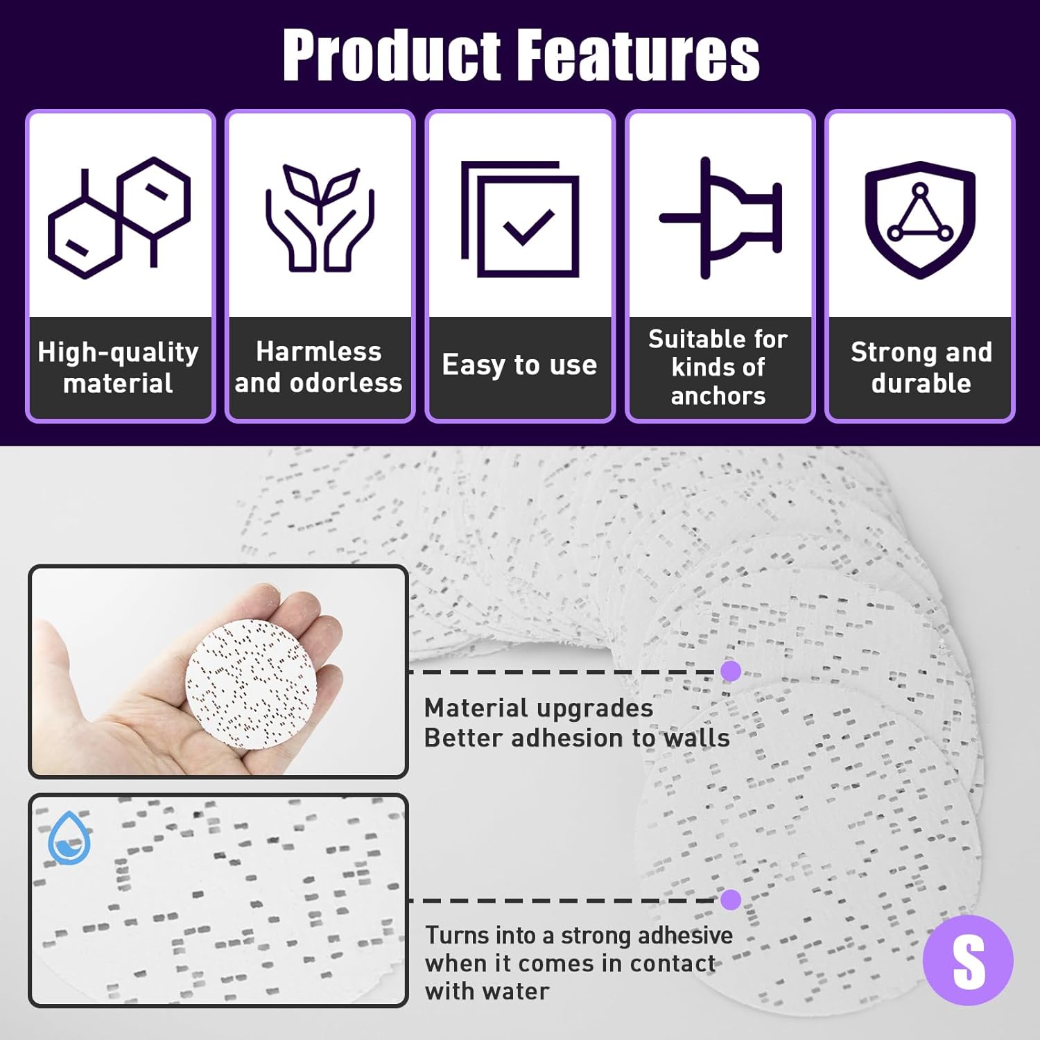 30 Pcs Drywall Anchor Repair Kit Solve Loose Wall Plugs Fast - Ideal for Curtain Rails, Towel Racks, Toilet Paper Holders and More Anchor Hole Patch (2.36 in)