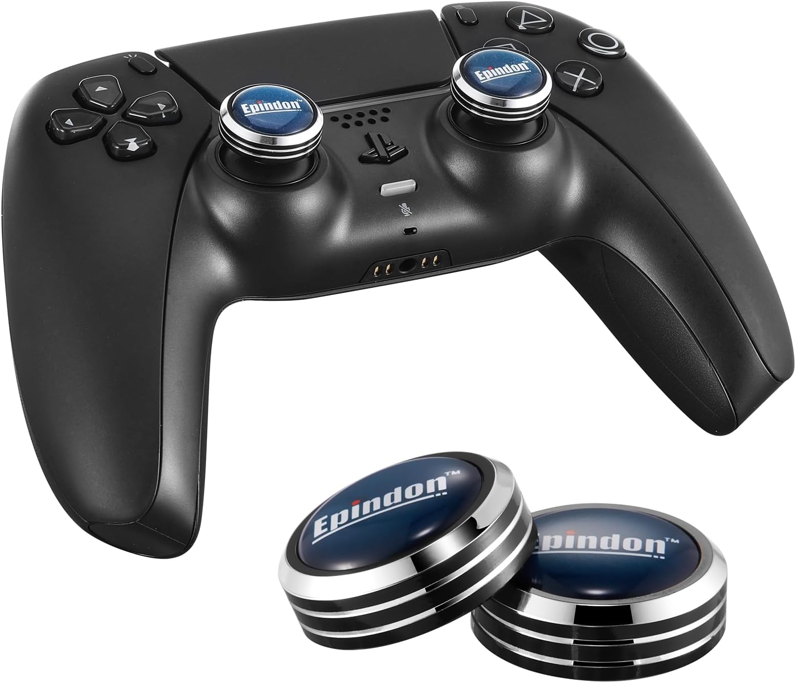 Epindon Cap-Con for PlayStation DualSense/DualSense Edge Wireless Controller(PS5),Blue&Black, 2-PACK