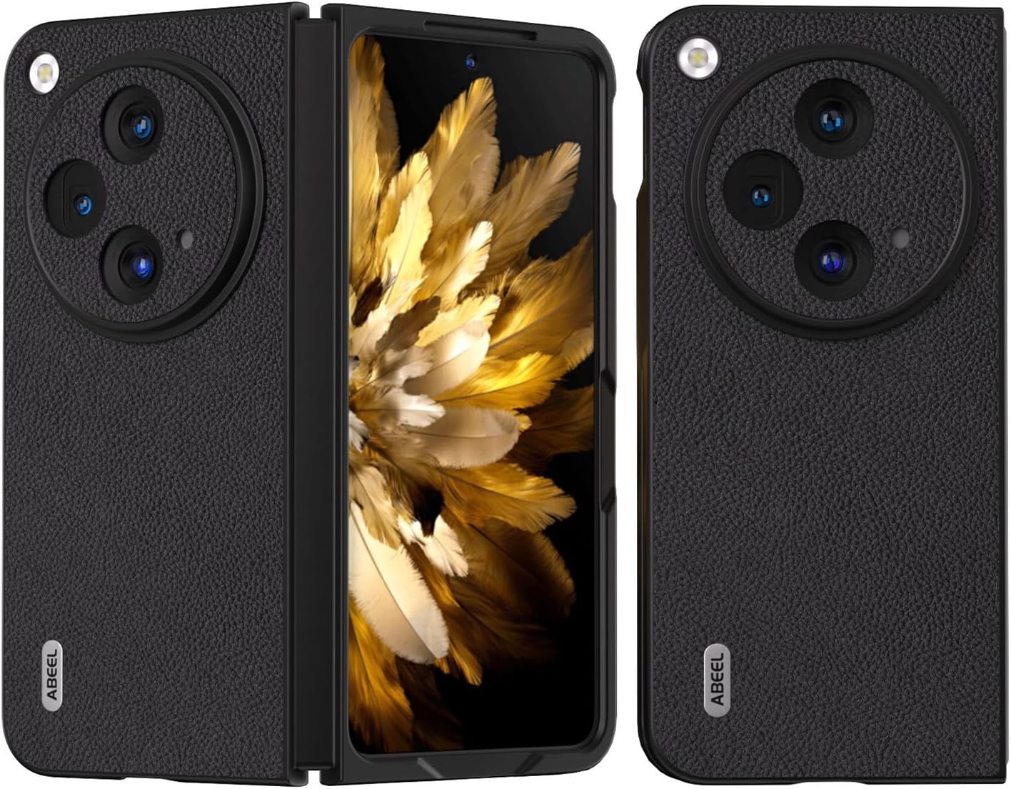 DAMONDY for OnePlus Open Case,OnePlus Open Flip Case,Back Cover Premium Genuine Leather Slim Thin Full Protective Phone Case for OnePlus Open -Black