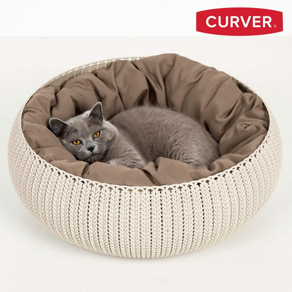 Curver 229321 Liegeplatz für Tiere, Plastik, Hellbraun, 54 x 54 cm
