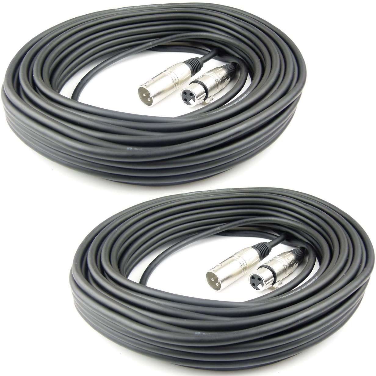 Adam Hall Cables 2 Stück K3MMF2000 Mikrofonkabel XLR female auf XLR male DMX Audio Kabel 3 pol polig (20 m, Schwarz, 2)