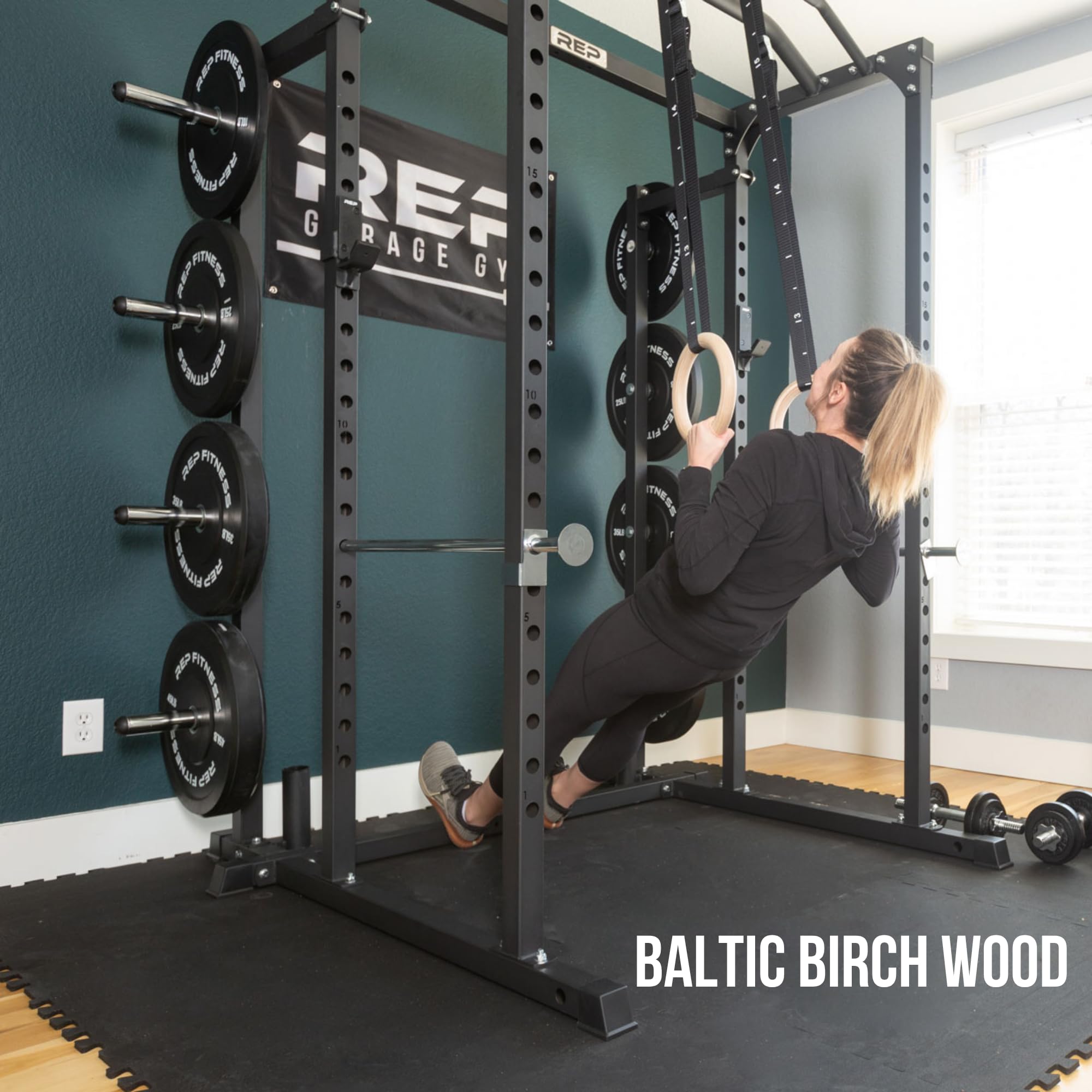 REP Fitness Wood Gymnastic Rings with Numbered Heavy Duty Adjustable Straps - Perfect for Cross-Training Workouts Gymnastics and Conditioning product thumbnail 6