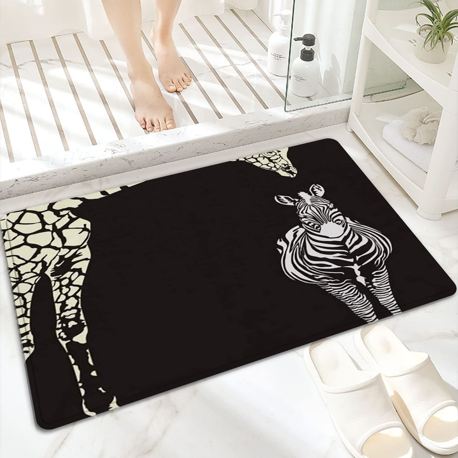 Tappeto Da Bagno Antiscivolo In Microfibra 60x100 Cm - Stampa Leopardo - Morbido E Ultra Assorbente, Lavabile In Lavatrice