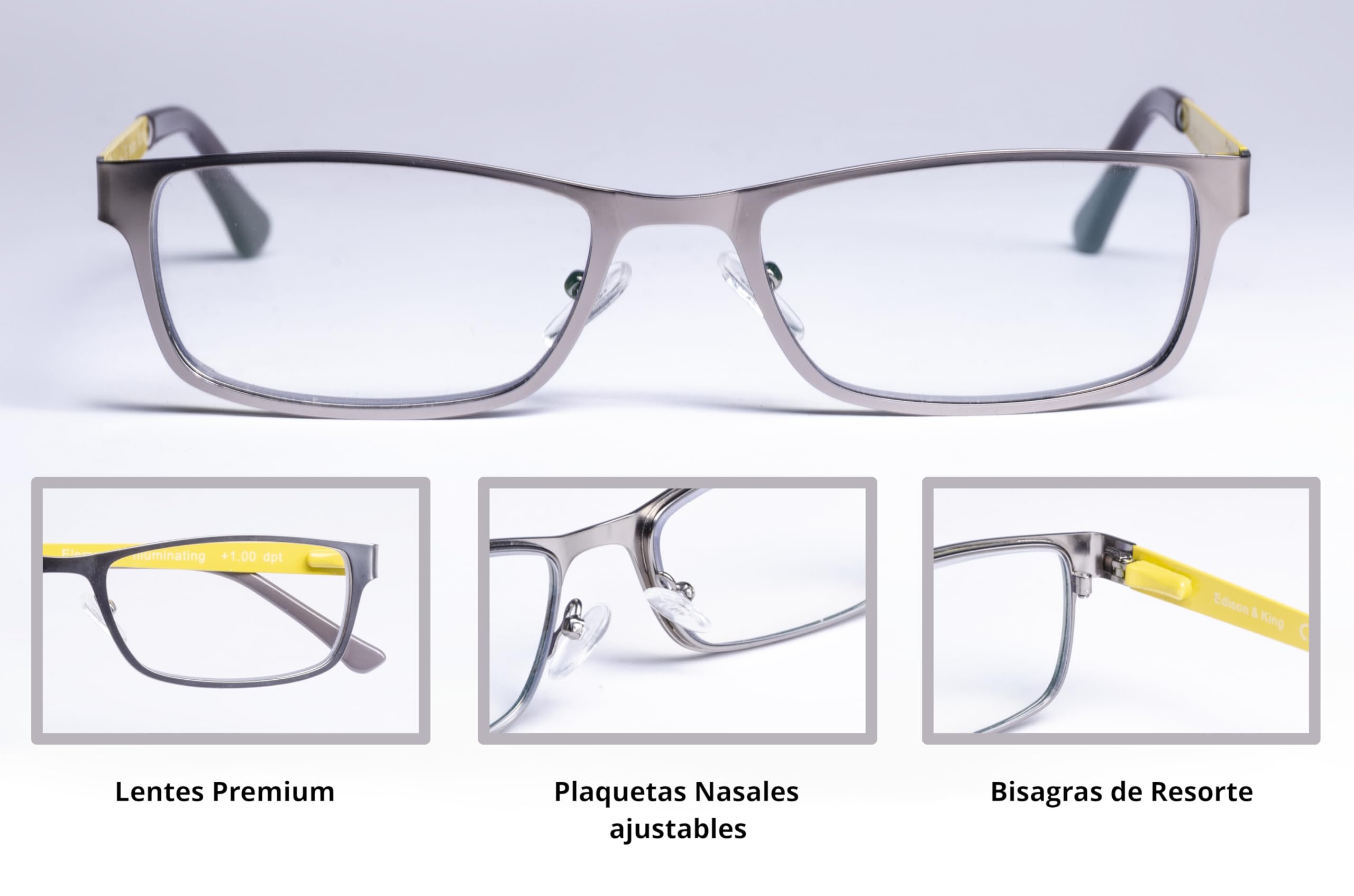 Edison & King Gafas presbicia Hombre - anti luz azul - Christales premium - „Elements“