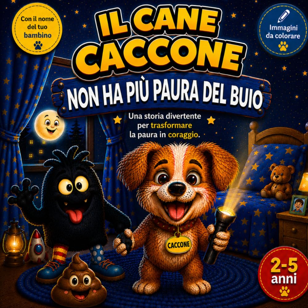 Il Cane Caccone non ha più paura del buio: Una divertente storia illustrata per aiutare i bambini dai 2 ai 5 anni ad affrontare la paura del buio