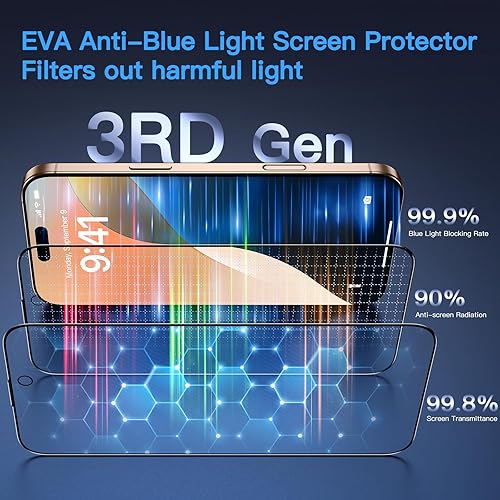 Vista 31 de Uyiton Protector de pantalla de privacidad para iPhone 13/13 Pro/14, vidrio irrompible, antiespía de 28° [cero burbujas], cobertura completa, Negro