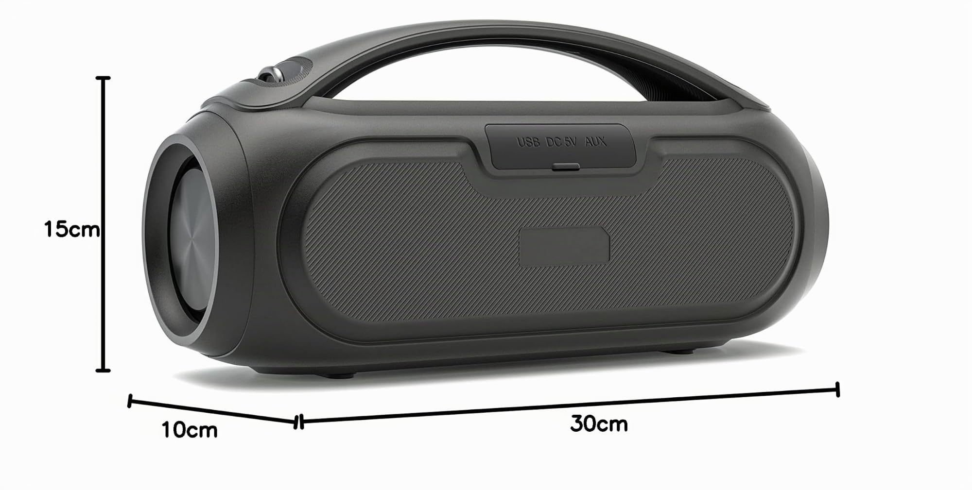 Ledwood Xtreme 250 - Enceinte Bluetooth TWS Portable avec Sangle - Haut-Parleur sans Fil Puissant avec LED Lumières Pulsées- Super Bass - IPX5 - AUX - Port USB - Radio FM - Noir