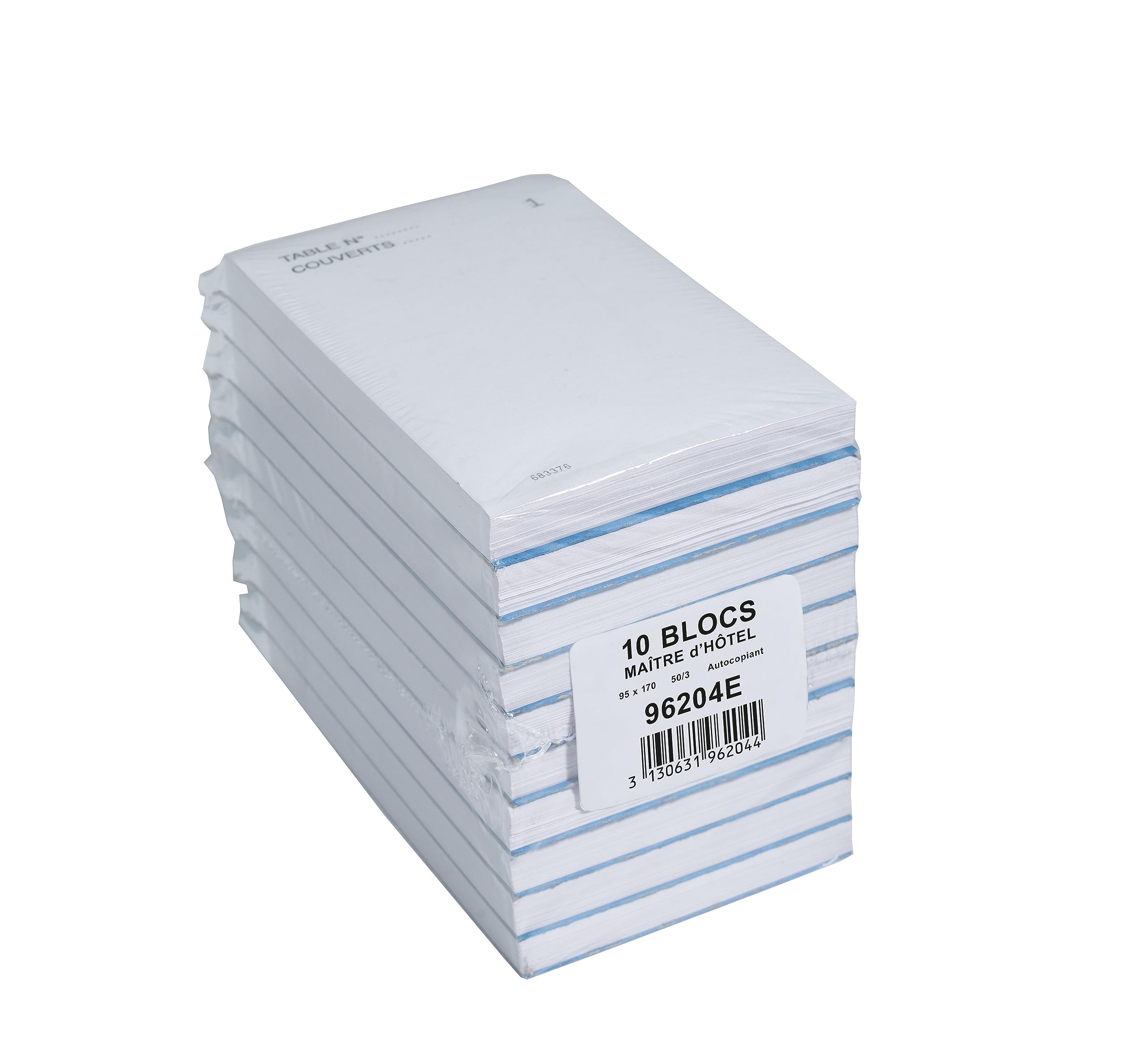 Exacompta - Réf. 96204E - Paquet de 10 blocs Maître d'Hôtel - Carnet de commande pour restaurants - 50 feuillets blancs autocopiants en 3 exemplaires numérotés - Format vertical 9,6 x 17 cm