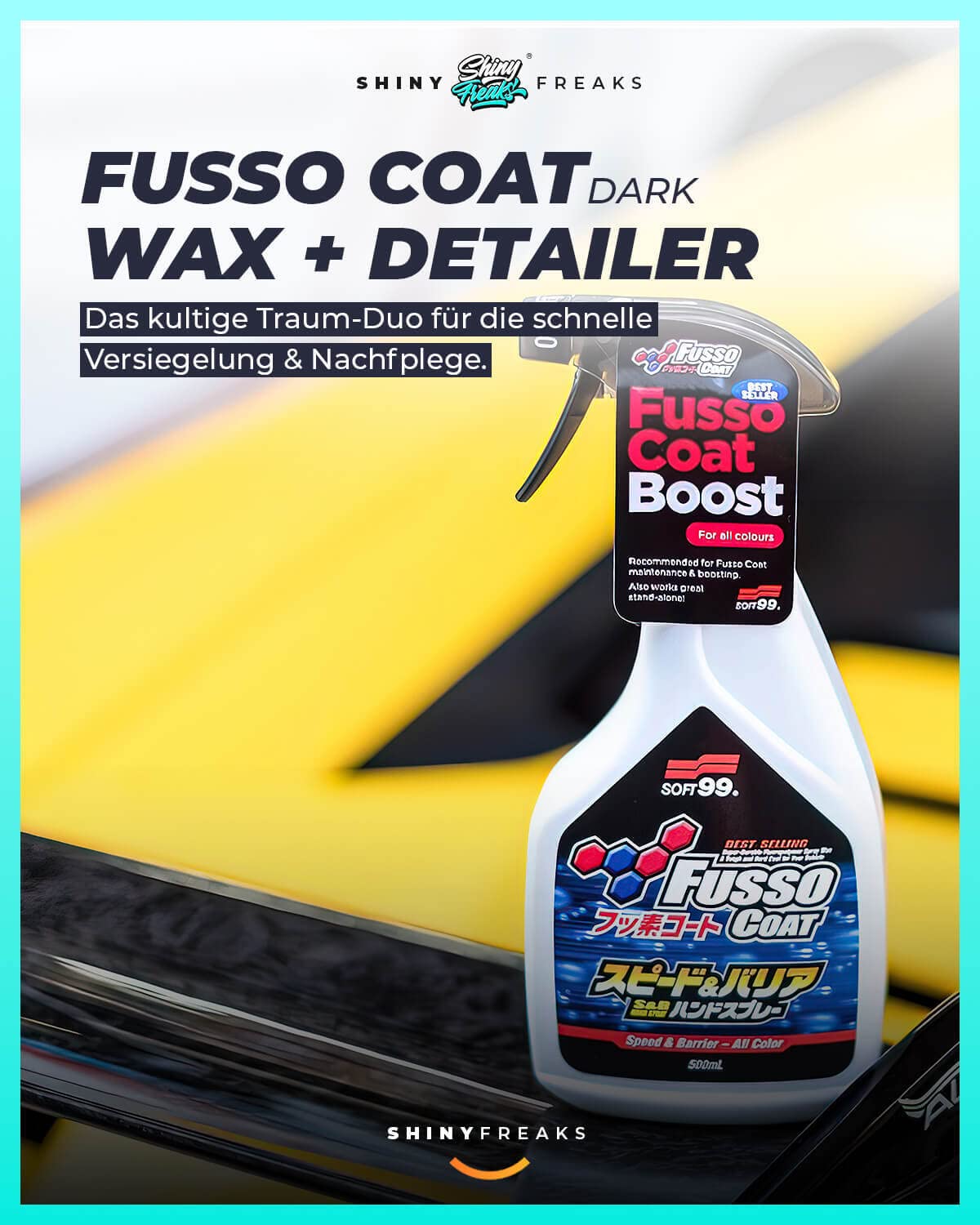 Auto Wachs Versiegelung Set: Soft99 Fusso Coat Dark 12 Months Wax + Speed + Barrier Quick Detailer - Auto Hartwachs mit Schutz & Glanz-Finish für schwarze & dunkle Lacke - Lackversiegelung | 8-teilig