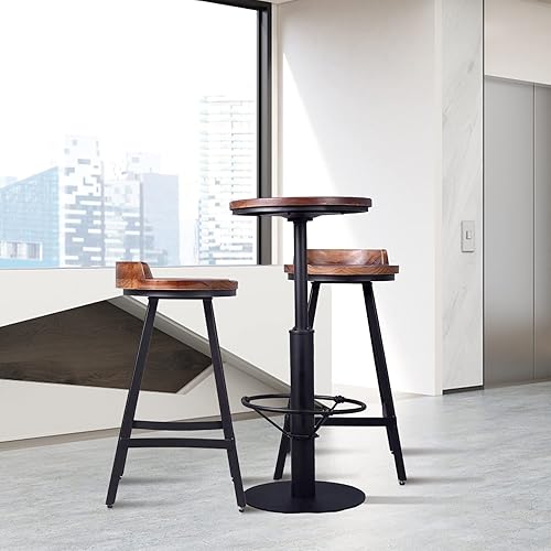 Miniatura 3 de LOKKHAN Juego de mesa de bar de 3 piezas (42 pulgadas) y 2 taburetes de mostrador (25.8 pulgadas) para bar, cocina, comedor, sala de estar,