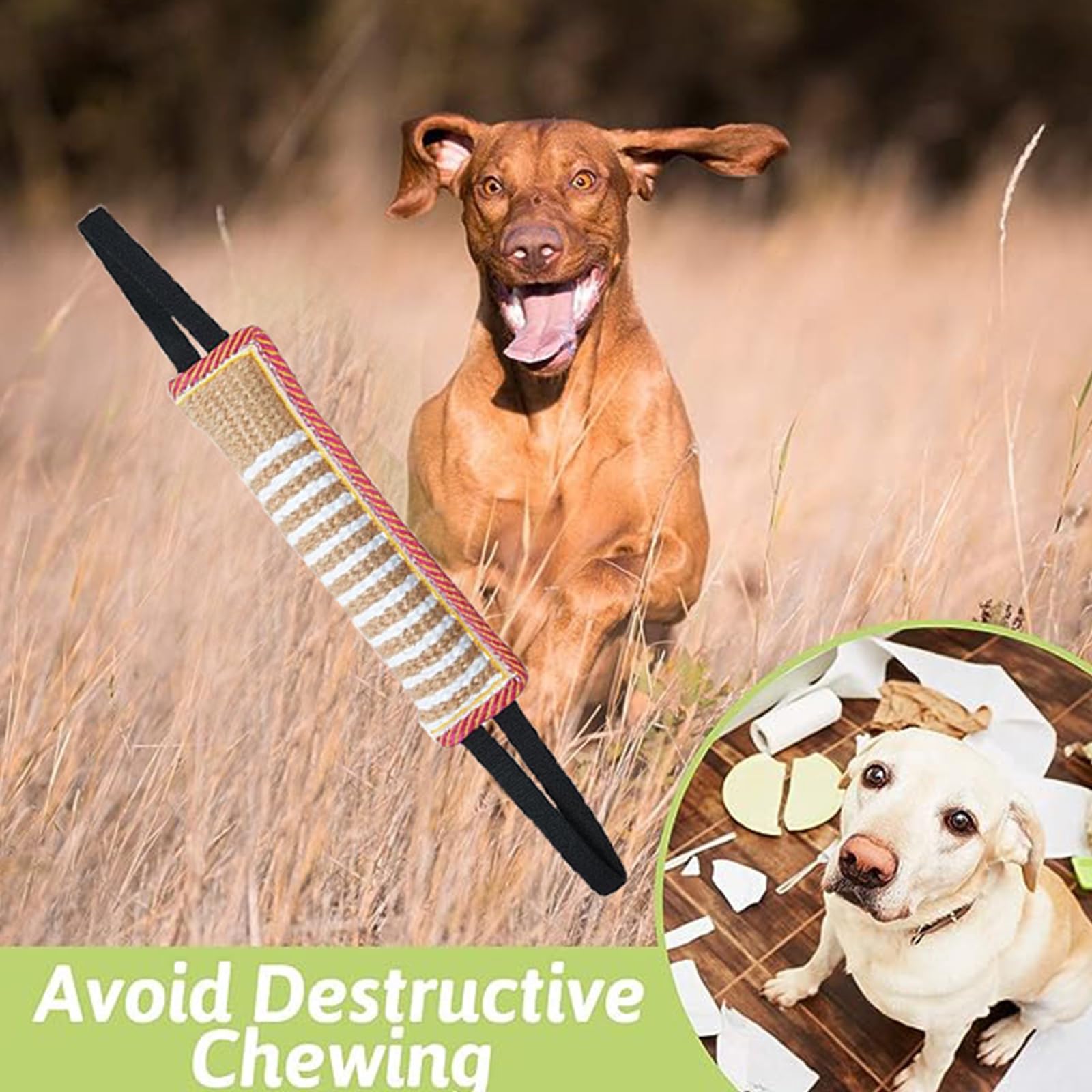 Manicotto in Juta per Cani con 2 Maniglie - Giocattolo per Addestramento e Gioco Interattivo - Dummy Tug of War per Cane di Taglia Medio-Grande - 2 Pezzi