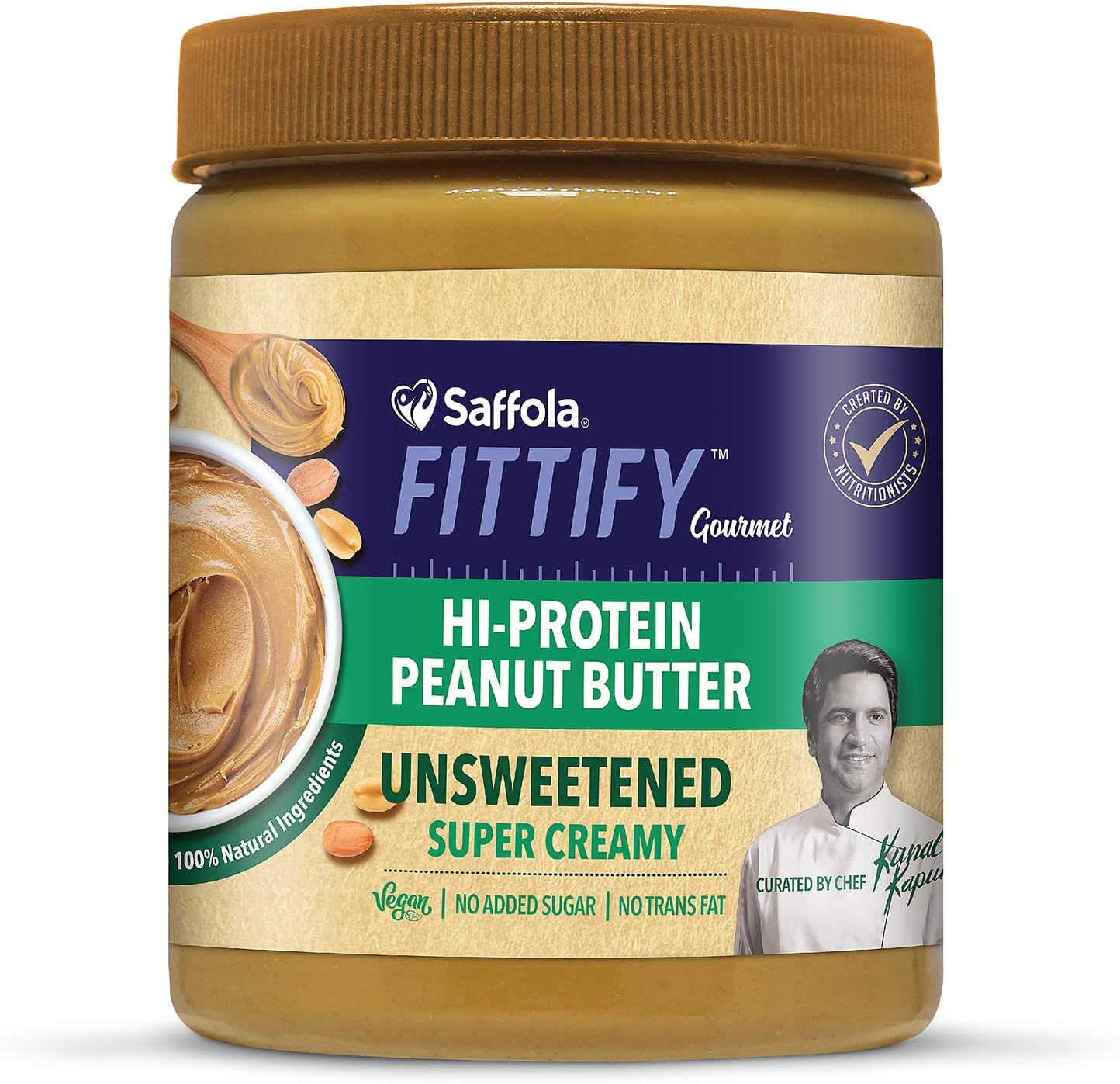 Saffola Fittify Gourmet Fittify Gourmet Healthy Unsweetened Super Creamy Peanut Butter, 1 kg
