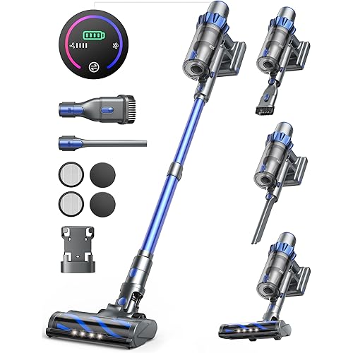 Cordless Vacuum Cleaner, 45KPA 550W Vacuum Cleaners for Home, Stick Vacuum with Color Touch Display, Intelligent Auto Mode, Up to 60Mins, Handheld Vacuum Cleaners for Hardwood Floor Carpet Pet Hair