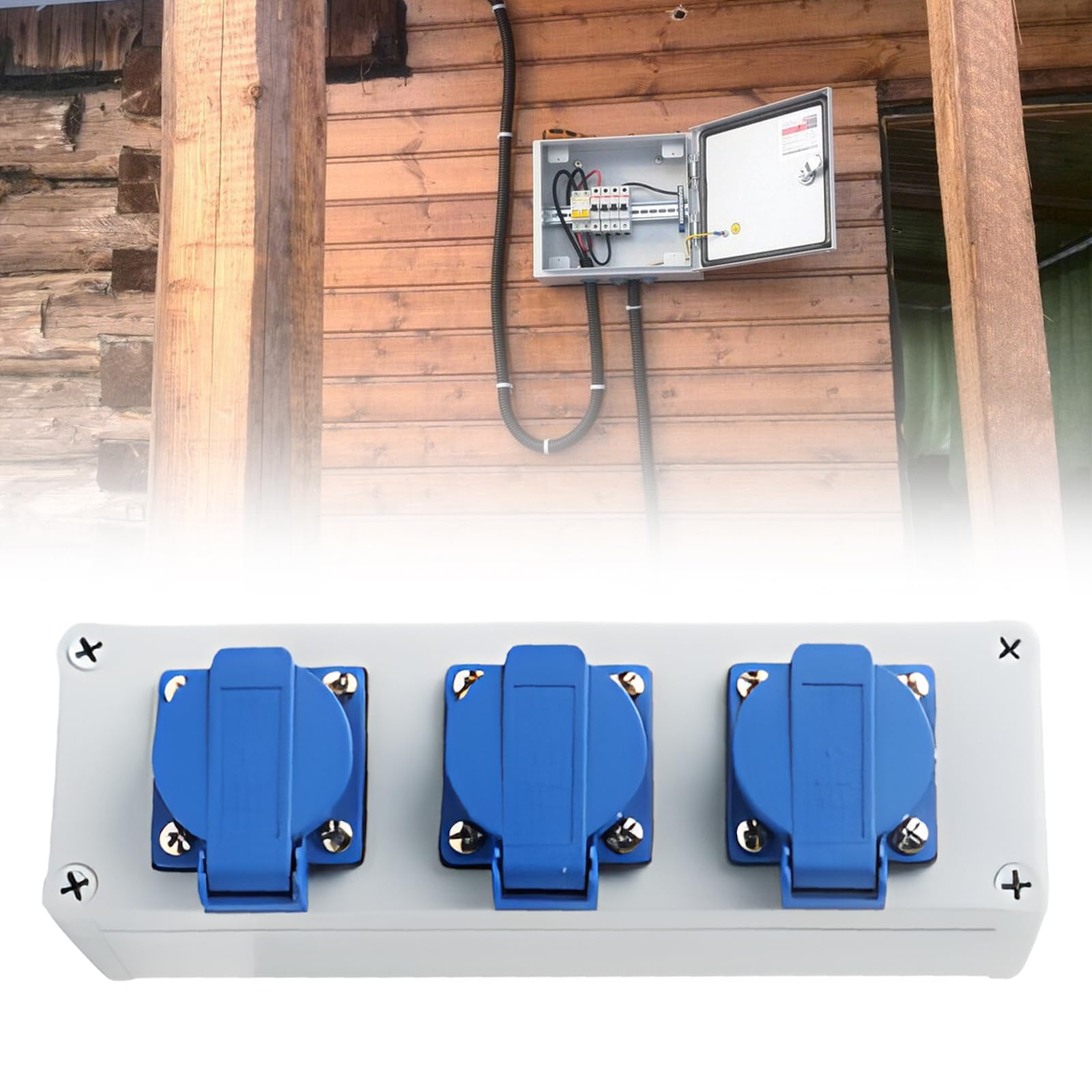 3 x Schuko 230 V, distributore di corrente da parete, presa Schuko 16 A, presa da incasso, per interni ed esterni