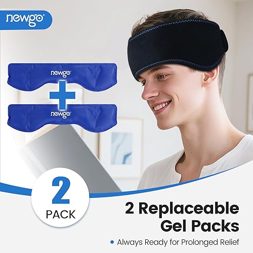 Miniatura 10 de NEWGO Bolsa de hielo para migrañas, envoltura de terapia de hielo para aliviar el dolor de cabeza, tensión, dolor sinusal, quimioterapia, lesiones