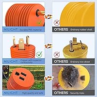 Vista 4 de Nilight Adaptador de Corriente para RV de 30 Amperios a 15 Amperios 110 Voltios Enchufe RV de Servicio Pesado TT-30P a 5-15R Enchufe Macho de 30A a