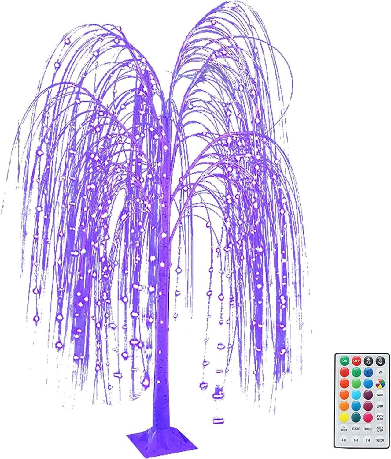 Led Willow Tree 5.4 Ft Multicoloured Artificial Decoration With Remote Control - Perfect For Home, Wedding, Party, Pool, Garden, Christmas - Colourful Led Lights
