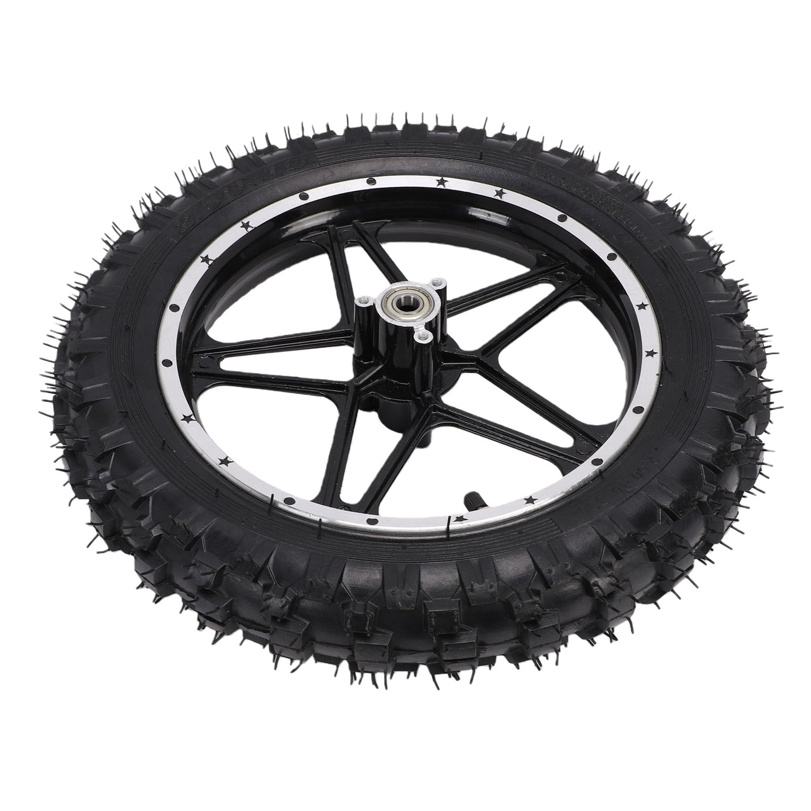Ausla Jante de Roue de 10 Pouces Assemblage de Pneu, Pneu de Remplacement 2.50 10 Technologie Anti-éclatement pour Mini Pocket Bike Vélo Électrique 49 50ml Dirt *(Traduction D (Devant)