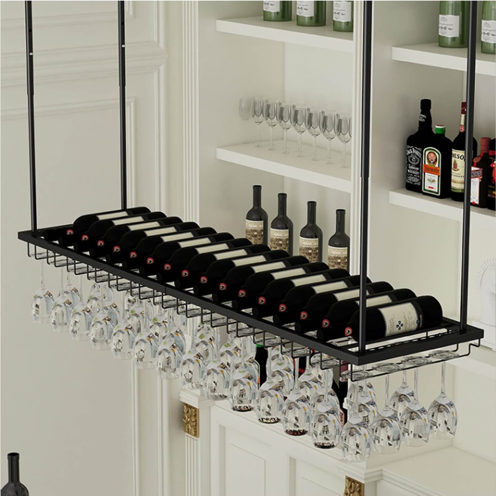 Porte-bouteilles de vin pour bar de plafond réglable : fini le désordre sur le plan de travail
