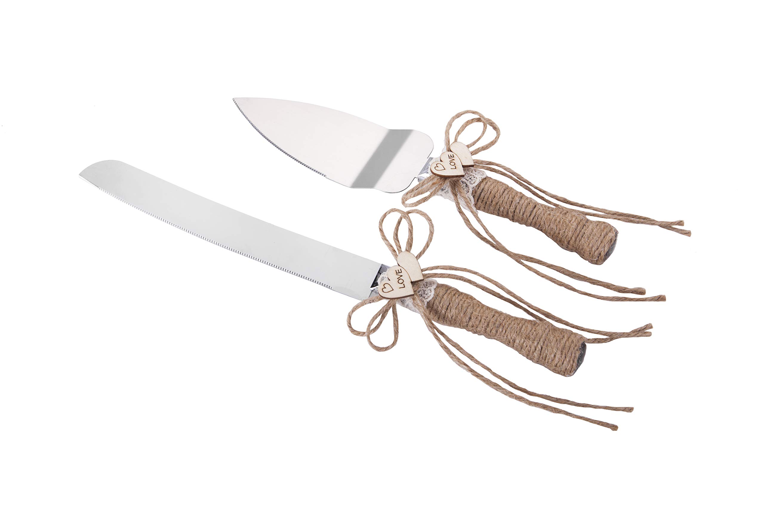 Burlap Rustic Cake Knife And Server Set Rustic Wedding Cake Knife And  Server Set-ULA Natural, image size:2560x1707