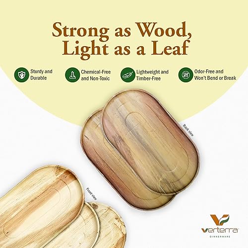Miniatura 4 de VerTerra Bandeja grande de hoja de palma o charcutería de 22 x 12 pulgadas (paquete de 10)  Premium, resistente, 100% compostable, ecológico,