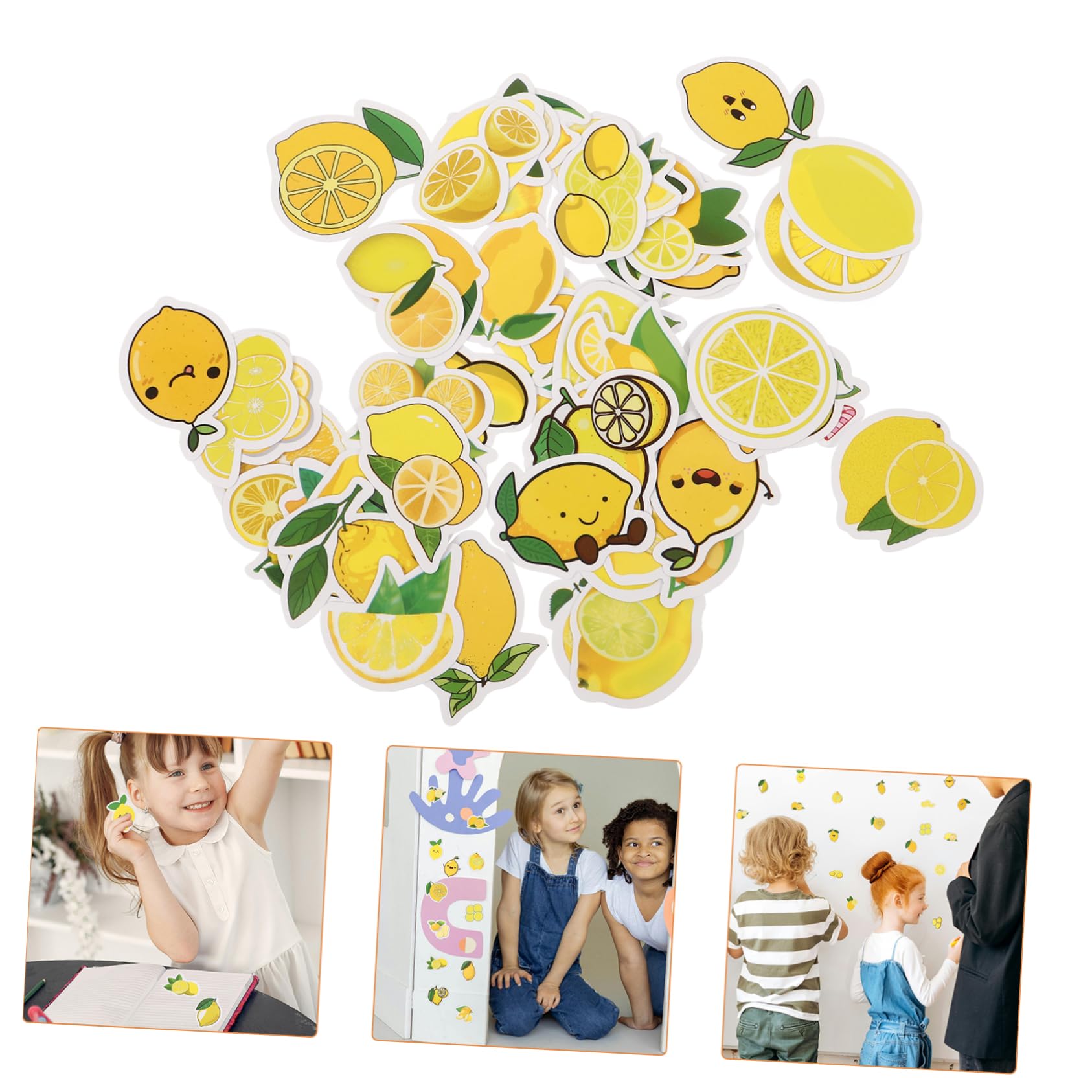 HOMSFOU 50 Pegatinas Adhesivas de Limón Diseño Adorable para Portátil y Maleta, Seguras y Decorativas, Ideales para Decorar y Regalar a Amigos