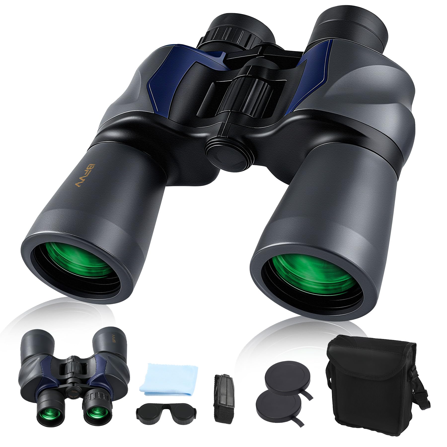 7x50 High Powered Binoculars for Adults Bird Watching Low Light Vision | Anti-Reflective Lenses Waterproof Fogproof & Tripod Adaptable, for Boating, Hunting, Camping, Sports Events, Gift for Men