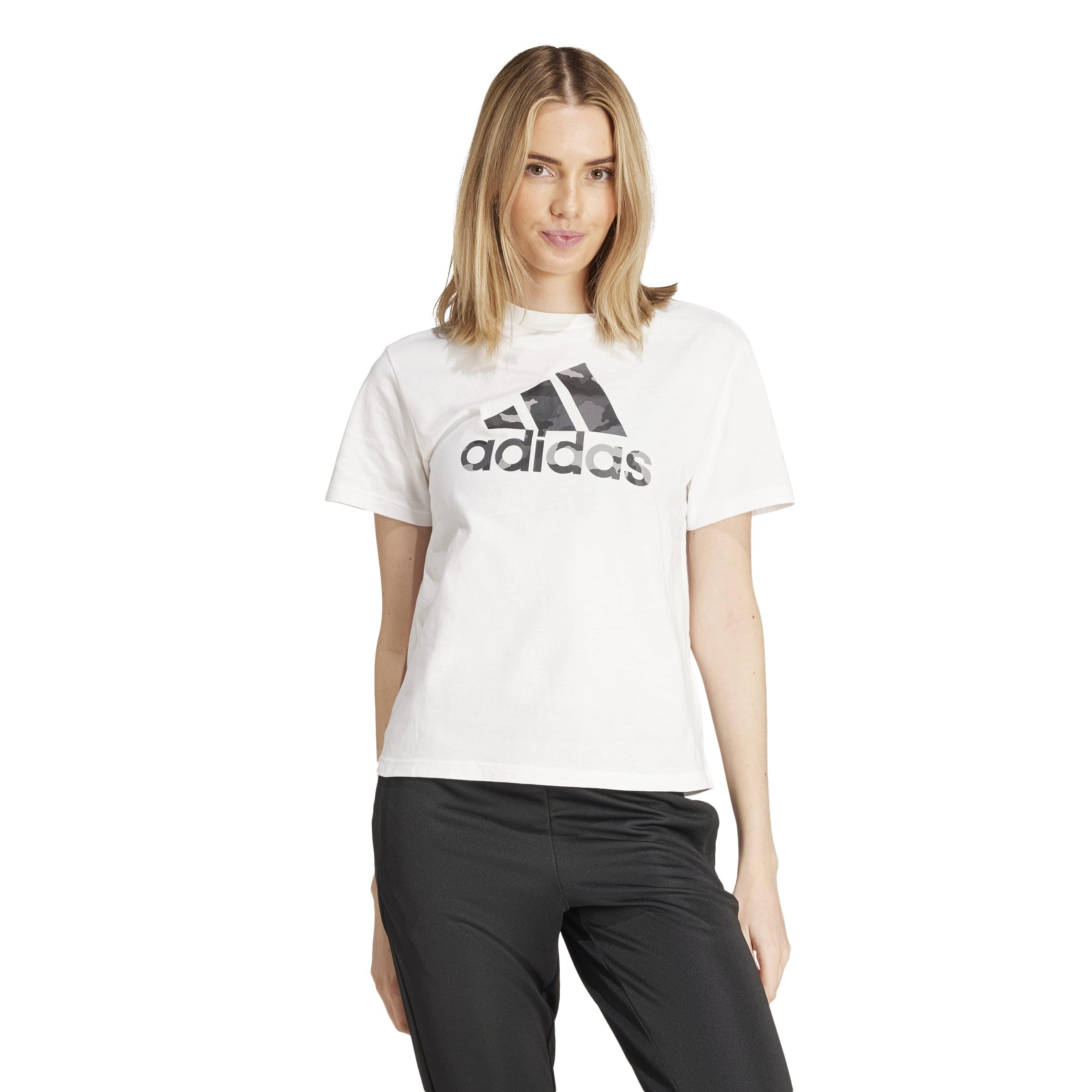 adidas Women's CAMO Graphic TEE, White, S