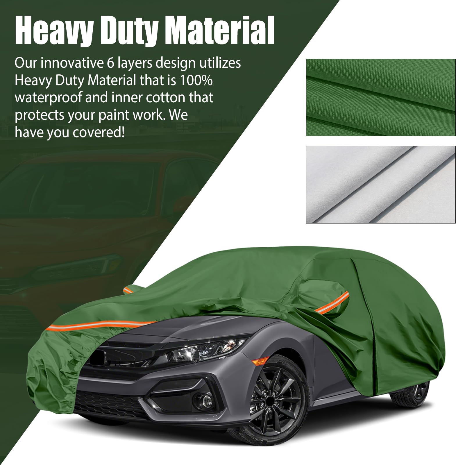 Waterproof Car Covers Replace for 2011-2025 Honda Civic Multilayer Heavy Duty with Cotton Liner All Weather Custom-fit Car — view 2