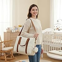 Vista 2 de Diaper Bag Tote for Moms, Baby Hospital Bag with Insulated Bottle Pockets, Changing Pad & Stroller Straps