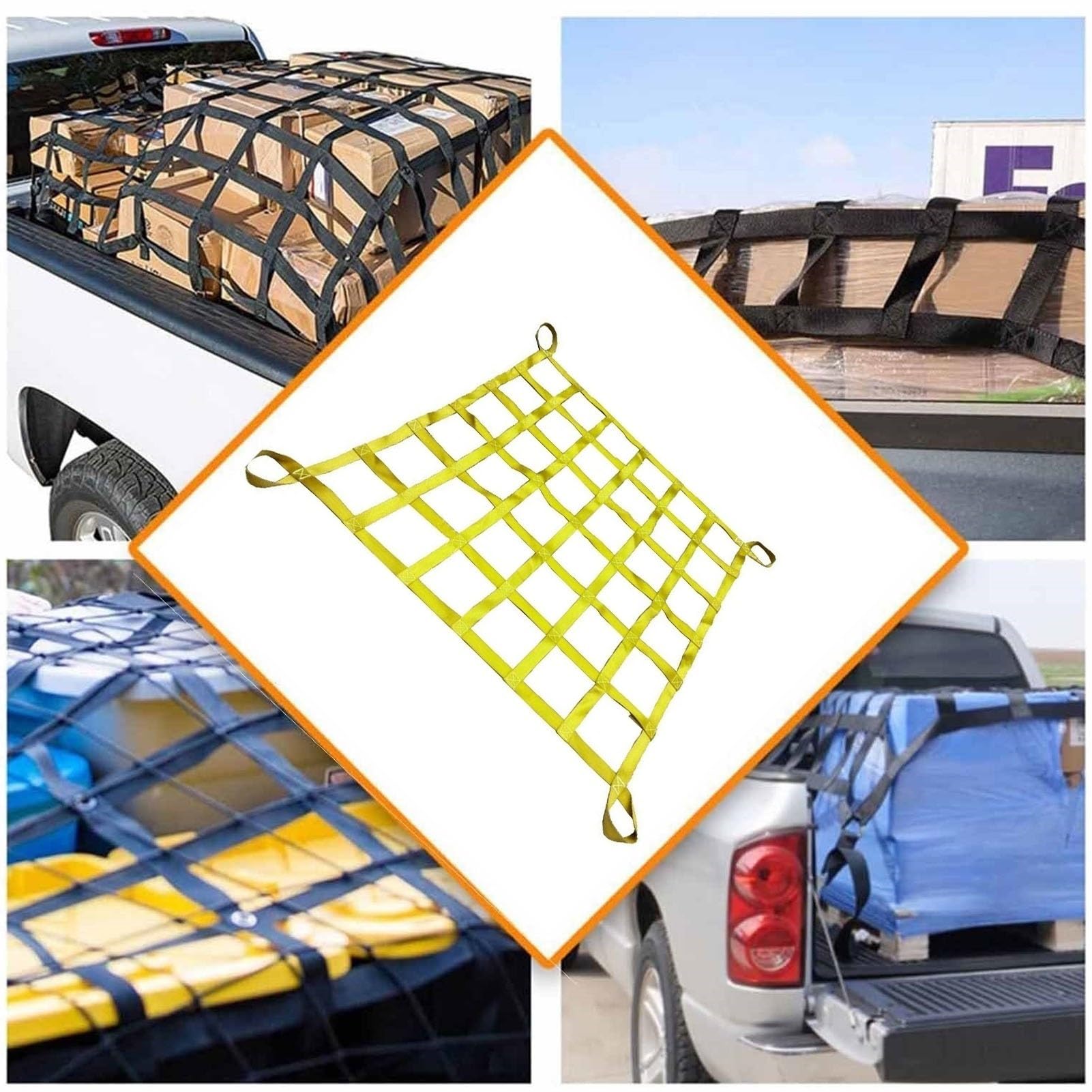 Lasthebe-Netz, Frachtnetz - Flaches Hebenetz aus Nylon, Bungee-Frachtnetz(2 X 2M/Mesh 15cm/Load 2t)