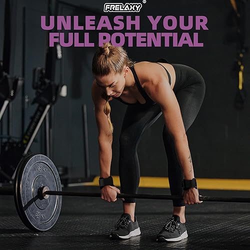 Miniatura 7 de Frelaxy Correas de muñeca de levantamiento de pesas para mujeres y hombres, agarres de levantamiento de pesas con bucle de muñeca, cuero de doble