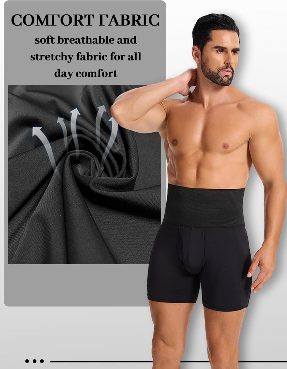 Shapewear Shorts for Men Tummy Control Shorts Slimming Long Leg Compression Boxer Briefs - Image 5