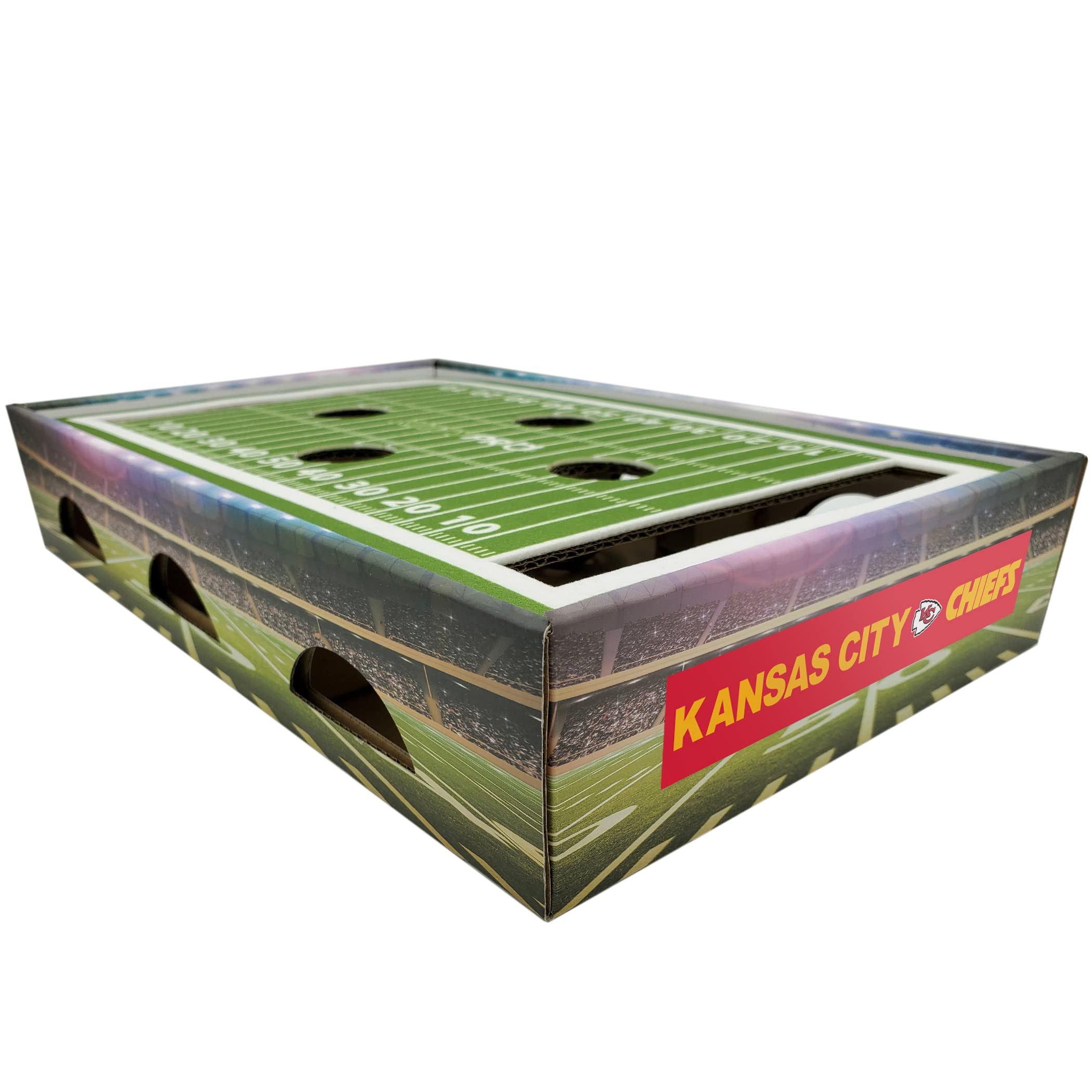 Jouet pour chat terrain de football NFL Kansas City Chiefs avec griffoir et balles