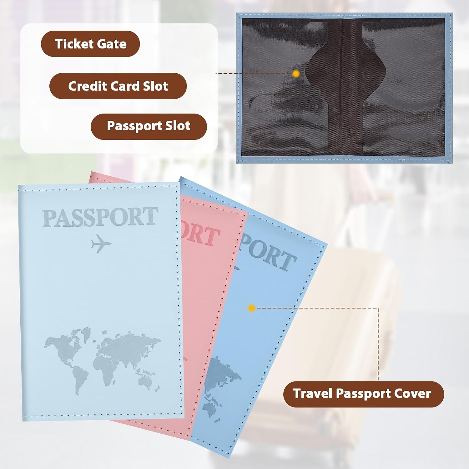3 Pcs Passport Cover Passport Holder Passports Wallet Cover for Travel Passports Protector Essentials for Women and Men Travel Must Haves Accessories