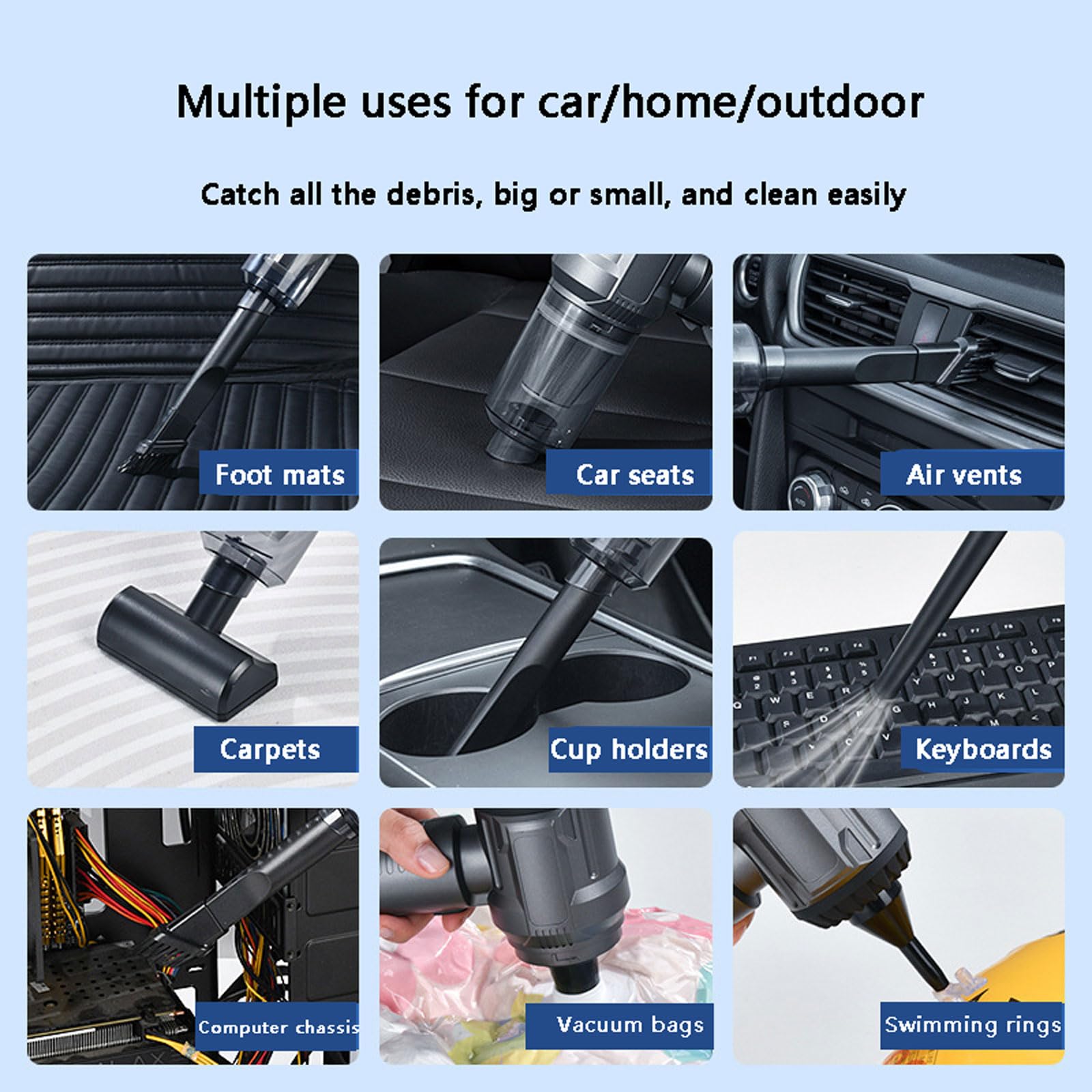 aspiradora para Coche, Mini aspiradora Recargable por USB con Motor sin escobillas