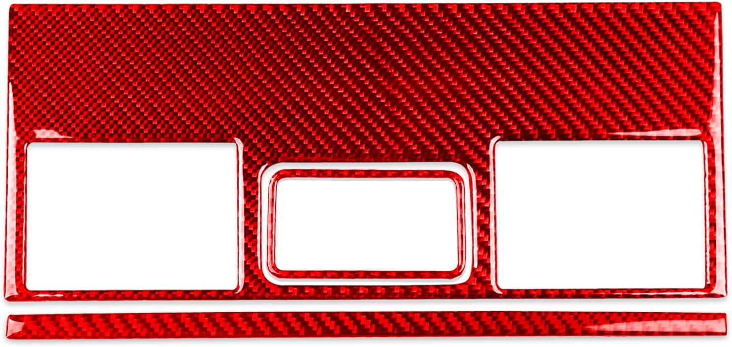 Generic Real Carbon Fiber Center Control Gear Shift Water Cup Holder Both Sides Trim Strips Frame Sticker Accessories Cover Compatible with Toyota FJ Cruiser 2007-2021 Red - C, TF5765