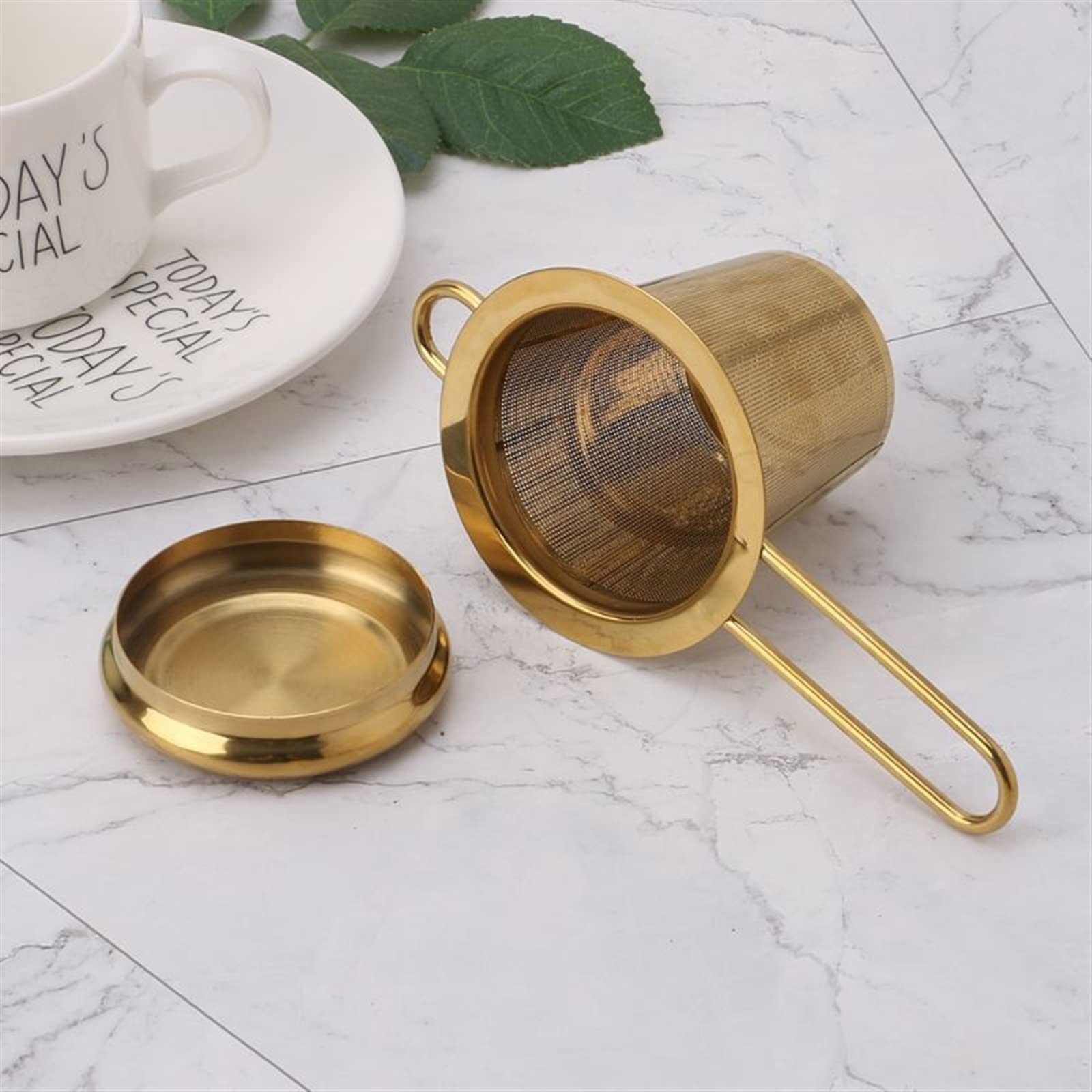 Colador de té reutilizable de malla para tetera de acero inoxidable, filtro de hojas sueltas, filtro de especias