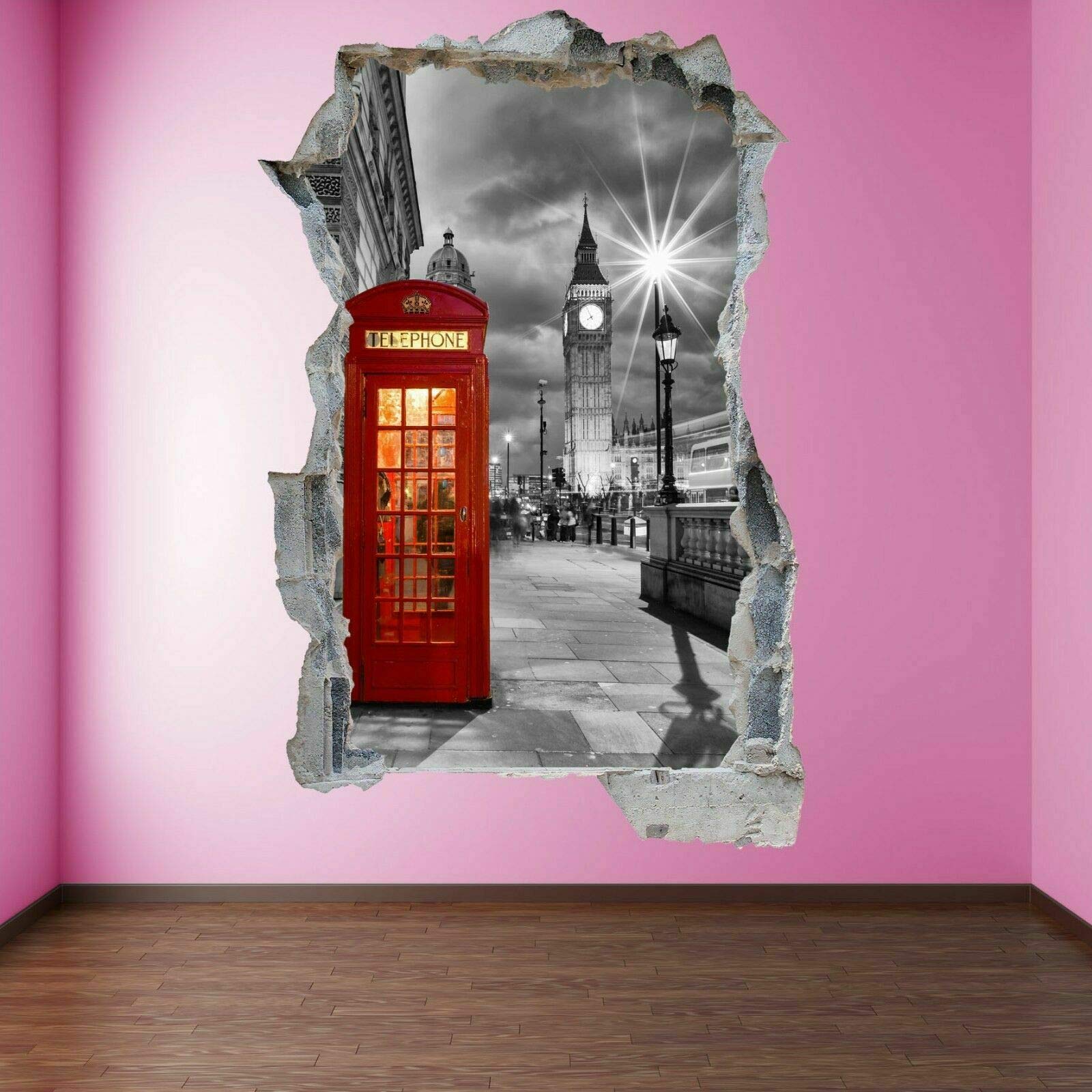 Sztuka ścienna naklejki 3D krajobraz efekt specjalny widok na zewnątrz pęknięta ściana dekoracyjne usuwalne winylowe naklejki ścienne do salonu, sypialni mural 75 x 113 cm