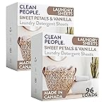 The Clean People Laundry Detergent Sheets - Laundry Soap - Ultra Concentrated, Recyclable Packaging, Stain Fighting - Sweet Petals & Vanilla, 192 Pack